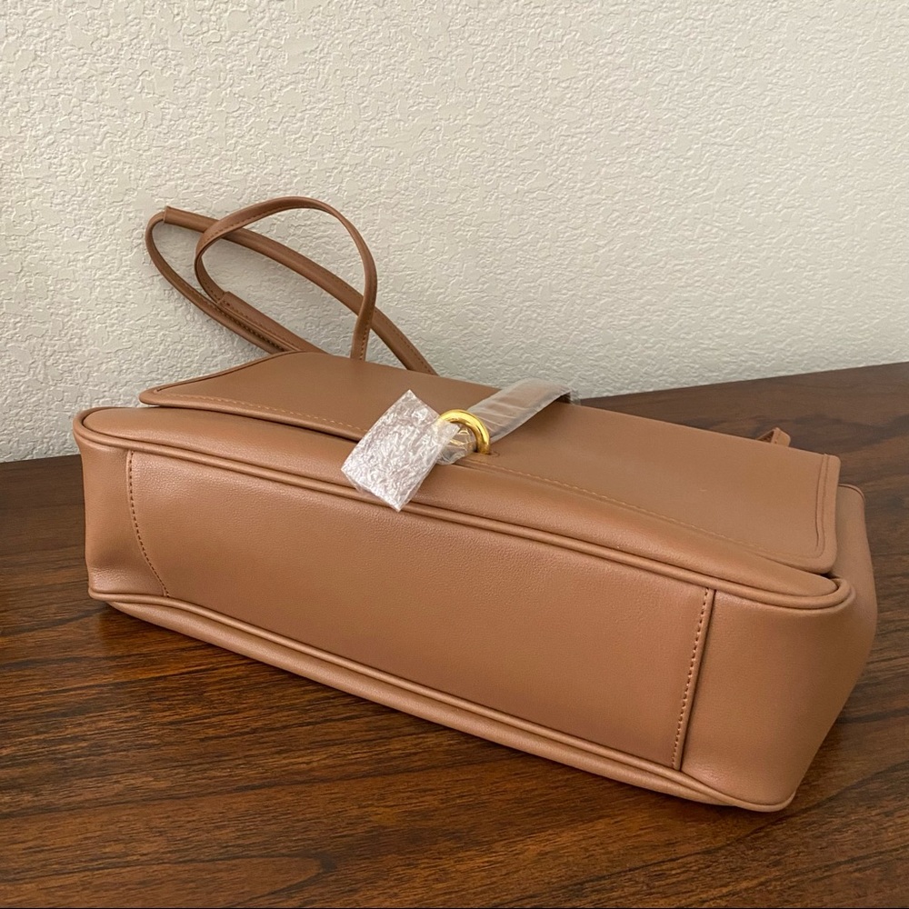 Golden Brown Belted Convertible Classic Shoulder Crossbody Bag Purse - Picture 9 of 14